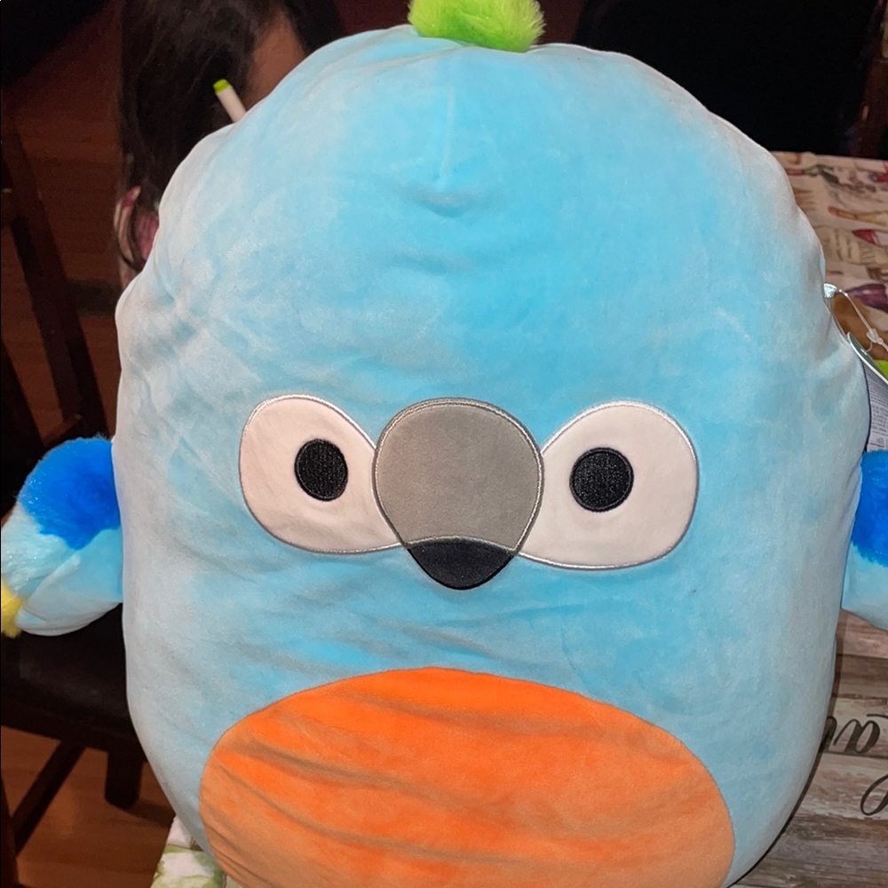 Squishmallows tenise Blue and Orange Parrot Stuffed Animal